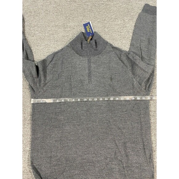 Polo Ralph Lauren Sweater Mens Large Gray Pullover Sweatshirt Jacket 100% Wool - Picture 3 of 12